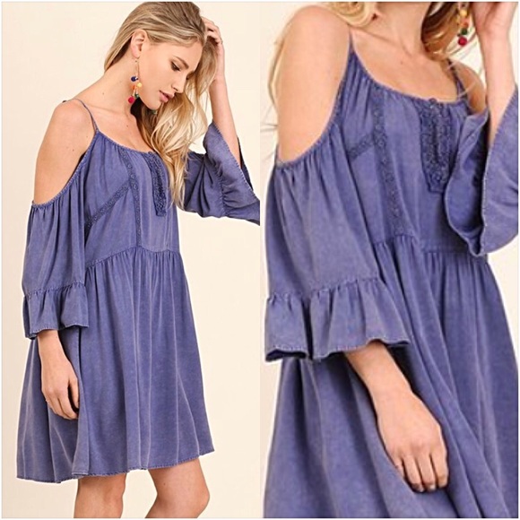 Relaxed Soft Flowy Cold Shoulder Tunic Dress SMLXL - Picture 6 of 8